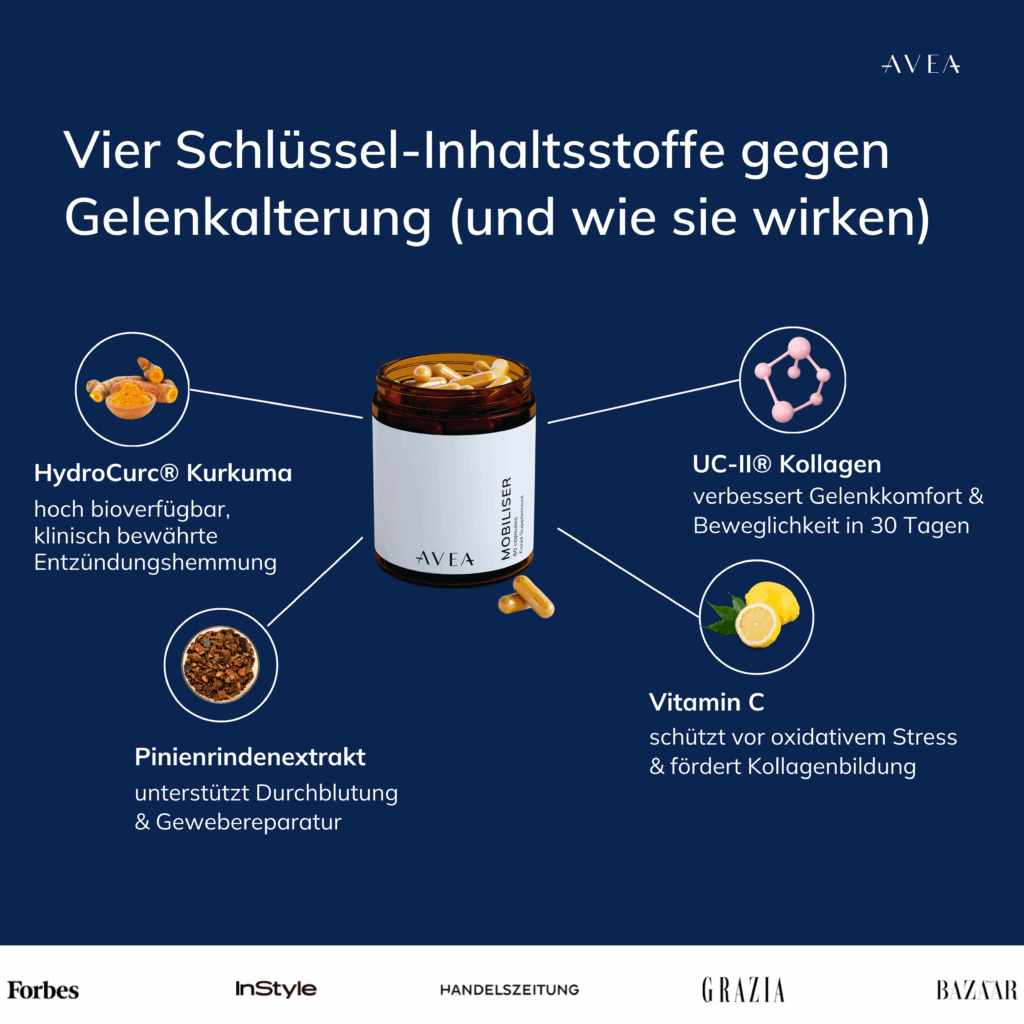 vier schlüssel-inhaltsstoffe gegen gelenkhalterung