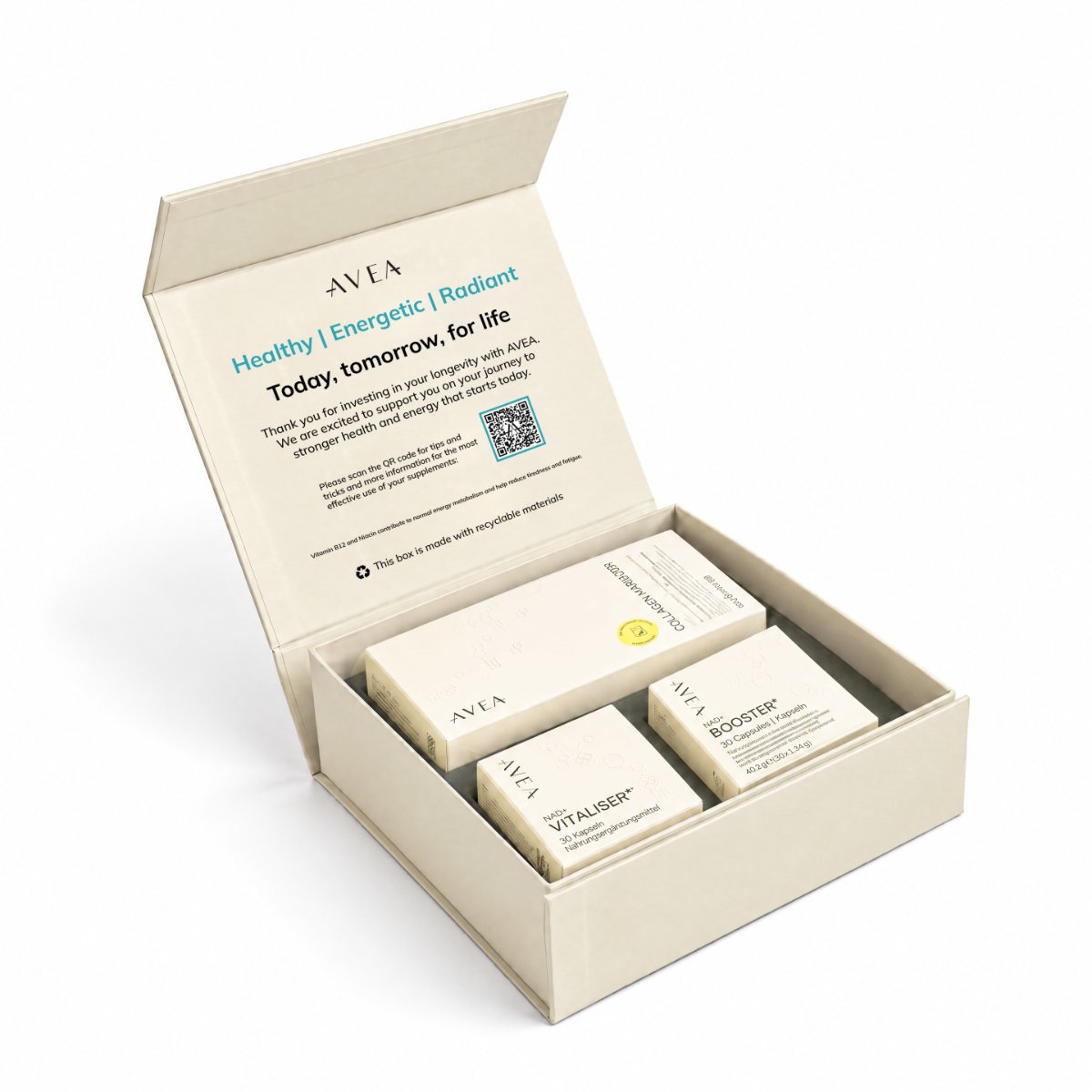AVEA Longevity Bundle Box avec des compléments pour l’énergie et la récupération